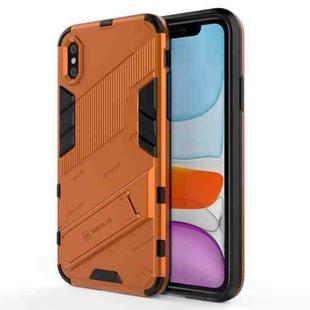 For iPhone X / XS Punk Armor 2 in 1 PC + TPU Shockproof Case with Invisible Holder(Orange)