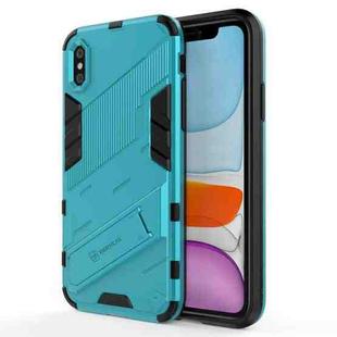 For iPhone X / XS Punk Armor 2 in 1 PC + TPU Shockproof Case with Invisible Holder(Blue)