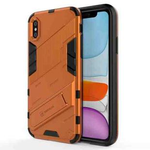 For iPhone XR Punk Armor 2 in 1 PC + TPU Shockproof Case with Invisible Holder(Orange)