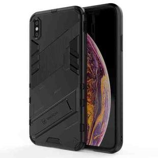 For iPhone XS Max Punk Armor 2 in 1 PC + TPU Shockproof Case with Invisible Holder(Black)