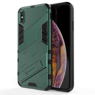 For iPhone XS Max Punk Armor 2 in 1 PC + TPU Shockproof Case with Invisible Holder(Green)