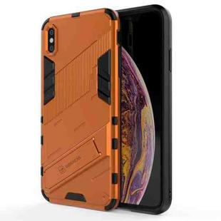 For iPhone XS Max Punk Armor 2 in 1 PC + TPU Shockproof Case with Invisible Holder(Orange)