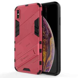 For iPhone XS Max Punk Armor 2 in 1 PC + TPU Shockproof Case with Invisible Holder(Light Red)