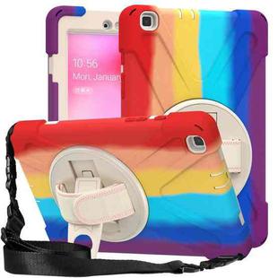 For Samsung Galaxy Tab A 8.0 (2019) T290 / T295 Shockproof Colorful Silicone + PC Protective Case with Holder & Shoulder Strap & Hand Strap(Red)