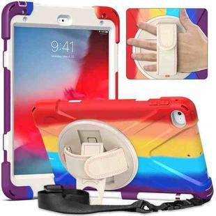 Shockproof Colorful Silicone + PC Protective Case with Holder & Shoulder Strap & Hand Strap For iPad Mini (2019)(Red)