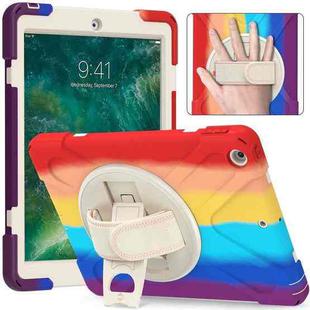 Shockproof Colorful Silicone + PC Protective Case with Holder & Shoulder Strap & Hand Strap For iPad 9.7 (2018)(Red)