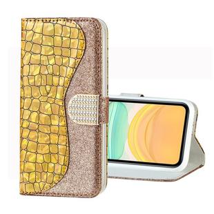 For iPhone 11 Laser Glitter Powder Crocodile Texture Horizontal Flip Leather Case, with Holder & Card Slots & Wallet(Gold)