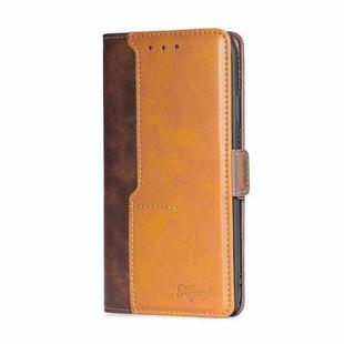For Huawei P40 Retro Texture Contrast Color Side Buckle Horizontal Flip Leather Case with Holder & Card Slots & Wallet(Brown)