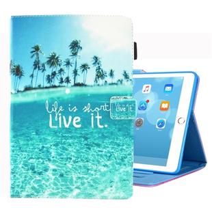 For iPad 10.2 2021 / 2020 / 2019 Coloured Drawing Pattern Horizontal Flip Leather Case with Holder & Card Slots & Photo Frame(Beach)