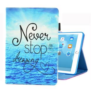 For iPad 10.2 2021 / 2020 / 2019 Coloured Drawing Pattern Horizontal Flip Leather Case with Holder & Card Slots & Photo Frame(Never Stop)