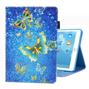 For iPad 10.2 2021 / 2020 / 2019 Coloured Drawing Pattern Horizontal Flip Leather Case with Holder & Card Slots & Photo Frame(Gold Butterfly)