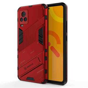 Punk Armor 2 in 1 PC + TPU Shockproof Case with Invisible Holder For vivo iQOO 7(Red)