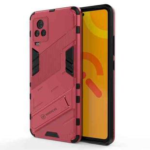 Punk Armor 2 in 1 PC + TPU Shockproof Case with Invisible Holder For vivo iQOO 7(Rose Red)