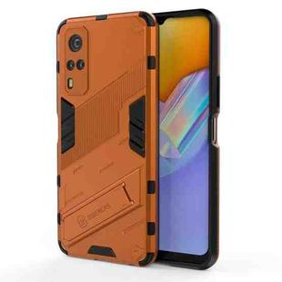 Punk Armor 2 in 1 PC + TPU Shockproof Case with Invisible Holder For vivo Y51(2020 Indian Version)(Orange)