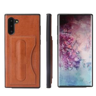 For Galaxy Note10 Fierre Shann Full Coverage Protective Leather Case with Holder & Card Slot(Brown)