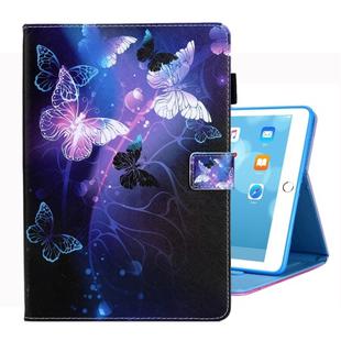 For iPad 10.2 2021 / 2020 / 2019 Coloured Drawing Pattern Horizontal Flip Leather Case with Holder & Card Slots & Photo Frame(Purple Butterfly)