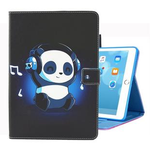 For iPad 10.2 2021 / 2020 / 2019 Coloured Drawing Pattern Horizontal Flip Leather Case with Holder & Card Slots & Photo Frame(Music Panda)