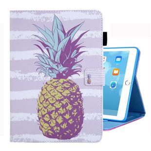 For iPad 10.2 2021 / 2020 / 2019 Coloured Drawing Pattern Horizontal Flip Leather Case with Holder & Card Slots & Photo Frame(Golden Pineapple)