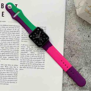 Silicone Color Matching Watch Band For Apple Watch Series 8&7 41mm / SE 2&6&SE&5&4 40mm / 3&2&1 38mm(Purple + Light Green + Rose Red)