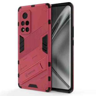 For Honor V40 Punk Armor 2 in 1 PC + TPU Shockproof Case with Invisible Holder(Rose Red)