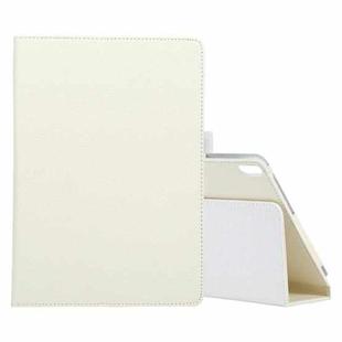 For Lenovo M10 Plus TB-X606F Litchi Texture Solid Color Horizontal Flip Leather Case with Holder & Pen Slot(White)