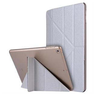 For iPad 10.2 2021 / 2020 / 2019 Silk Texture Horizontal Deformation Flip Leather Case with Holder(Silver)
