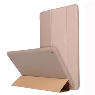 For iPad 10.2 2021 / 2020 / 2019 TPU Horizontal Flip Leather Case, with Three-folding Holder(Gold)