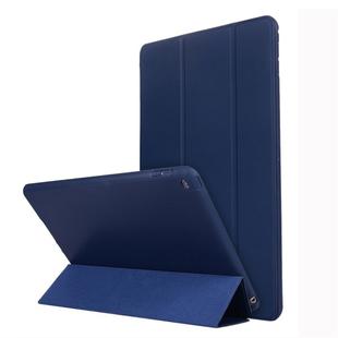 For iPad 10.2 2021 / 2020 / 2019 TPU Horizontal Flip Leather Case, with Three-folding Holder(Blue)