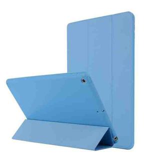 For iPad 10.2 2021 / 2020 / 2019 TPU Horizontal Flip Leather Case, with Three-folding Holder (Sky Blue)