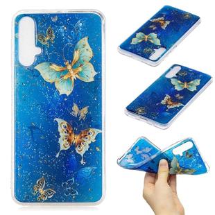 For Huawei Nova 5 Cartoon Pattern Gold Foil Style Dropping Glue TPU Soft Protective Case(Butterfly)