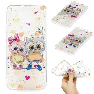 For Huawei Nova 5 Pro Cartoon Pattern Gold Foil Style Dropping Glue TPU Soft Protective Case(Owl)