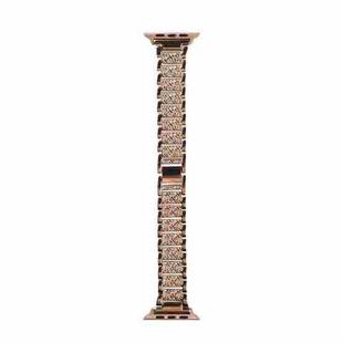 WIWU Three Diamond-Studded Steel Watch Band For Apple Watch Series 9&8&7 41mm / SE 3&SE 2&6&SE&5&4 40mm / 3&2&1 38mm(Rose Gold)