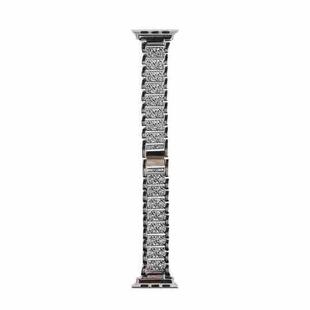 WIWU Three Diamond-Studded Steel Watch Band For Apple Watch Series 9&8&7 41mm / SE 3&SE 2&6&SE&5&4 40mm / 3&2&1 38mm(Silver)