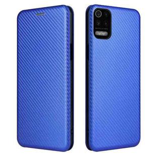 For LG K53 Carbon Fiber Texture Horizontal Flip TPU + PC + PU Leather Case with Card Slot(Blue)