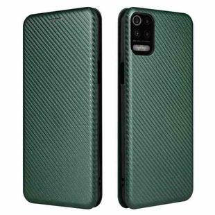 For LG K53 Carbon Fiber Texture Horizontal Flip TPU + PC + PU Leather Case with Card Slot(Green)