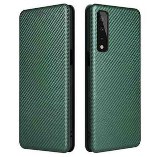 For LG Stylo 7 5G Carbon Fiber Texture Horizontal Flip TPU + PC + PU Leather Case with Card Slot(Green)