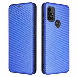 For Motorola Moto G30 / G10 Carbon Fiber Texture Horizontal Flip TPU + PC + PU Leather Case with Card Slot(Blue)