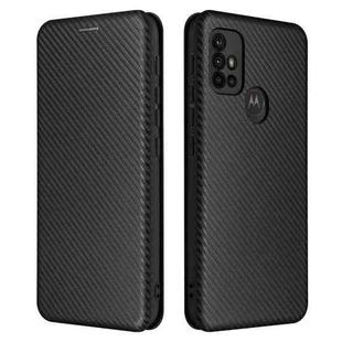 For Motorola Moto G30 / G10 Carbon Fiber Texture Horizontal Flip TPU + PC + PU Leather Case with Card Slot(Black)