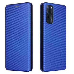 For ZTE Axon 20 5G / 4G Carbon Fiber Texture Horizontal Flip TPU + PC + PU Leather Case with Card Slot(Blue)