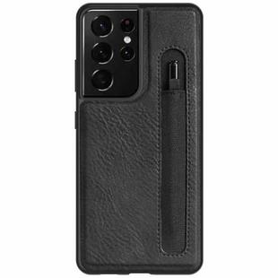 For Samsung Galaxy S21 Ultra 5G NILLKIN Aoge Series Shockproof Leather Case with Card Slot(Black)
