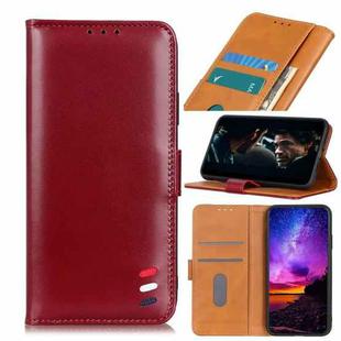 For Xiaomi Redmi K40 3-Color Pearl Texture Magnetic Buckle Horizontal Flip PU Leather Case with Card Slots & Wallet & Holder(Wine Red)