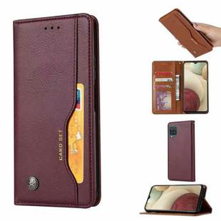 For Samsung Galaxy A12 5G Knead Skin Texture Horizontal Flip Leather Case with Photo Frame & Holder & Card Slots & Wallet(Wine Red)