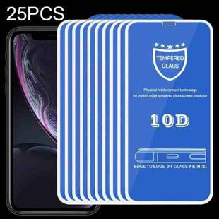 25 PCS 9H 10D Full Screen Tempered Glass Screen Protector For iPhone XR / 11(White)