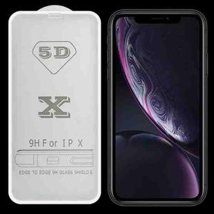 For iPhone 11 / XR 9H 5D Full Glue Full Screen Tempered Glass Film(White)