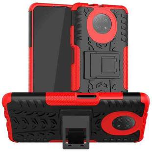 For Xiaomi Redmi Note 9 5G Tire Texture Shockproof TPU+PC Protective Case with Holder(Red)