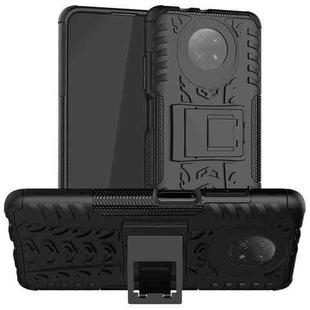 For Xiaomi Redmi Note 9 5G Tire Texture Shockproof TPU+PC Protective Case with Holder(Black)