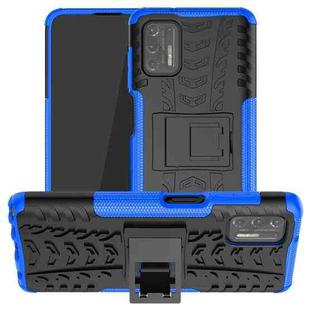 For Motorola Moto G Stylus (2021) Tire Texture Shockproof TPU+PC Protective Case with Holder(Blue)