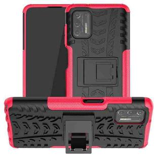 For Motorola Moto G Stylus (2021) Tire Texture Shockproof TPU+PC Protective Case with Holder(Pink)