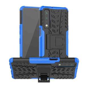 For LG Stylo 7 5G Tire Texture Shockproof TPU+PC Protective Case with Holder(Blue)