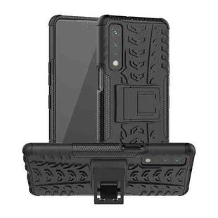 For LG Stylo 7 5G Tire Texture Shockproof TPU+PC Protective Case with Holder(Black)